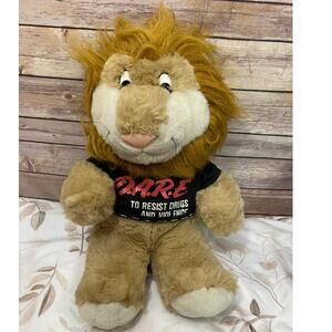 Vintage 1999 DARE Lion 14” Plush Toy – Anti-Drug Mascot, School Program, 1990s